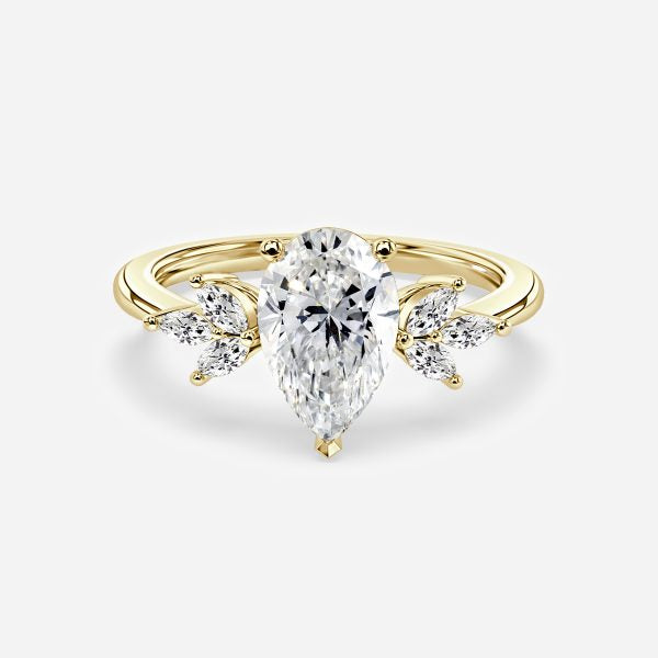 Anong Pear Three Stone Moissanite Engagement Ring