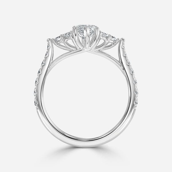 Galatea Marquise Three Stone Moissanite Engagement Ring