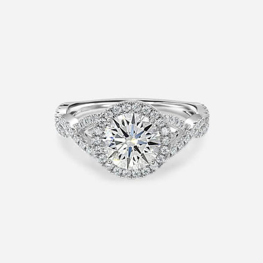 Zara Round Diamond Band Moissanite Engagement Ring