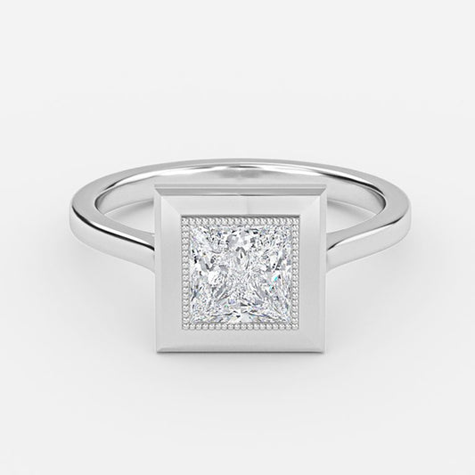 Amelie Princess Bezel Moissanite Engagement Ring