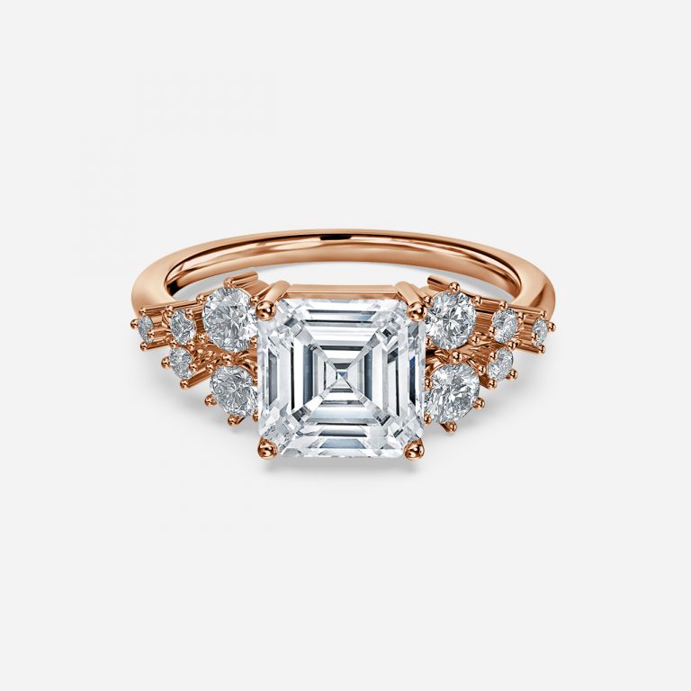 Kassidy Asscher Cluster Moissanite Engagement Ring