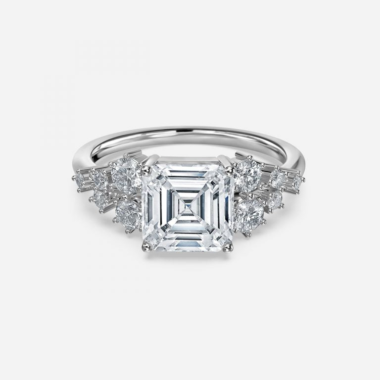 Kassidy Asscher Cluster Moissanite Engagement Ring