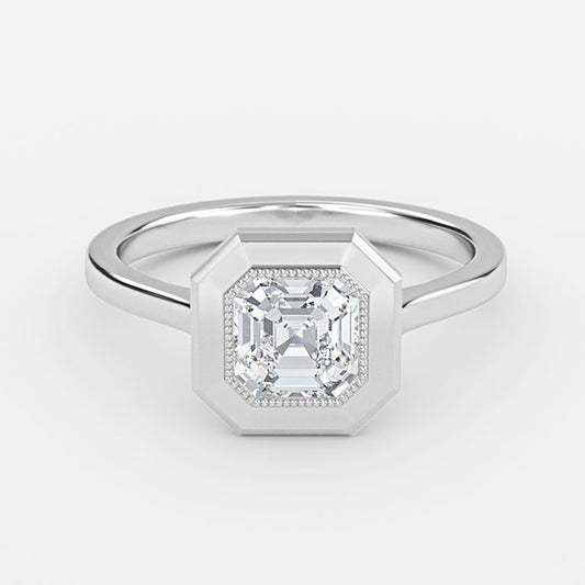 Amelie Asscher Bezel Moissanite Engagement Ring