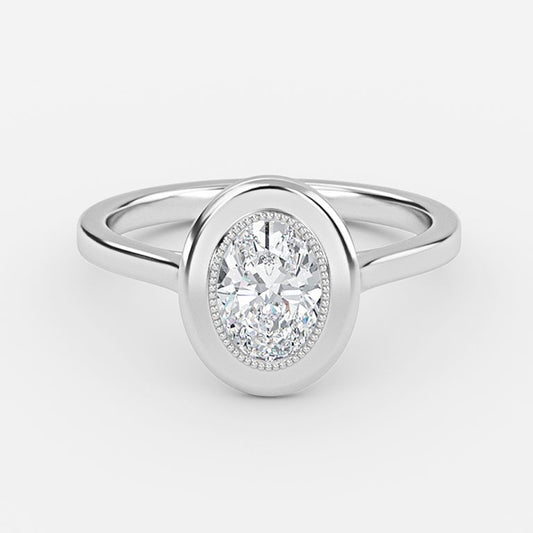 Amelie Oval Bezel Moissanite Engagement Ring