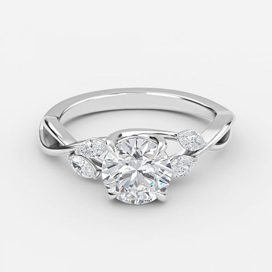 Calista Round Unique Moissanite Engagement Ring