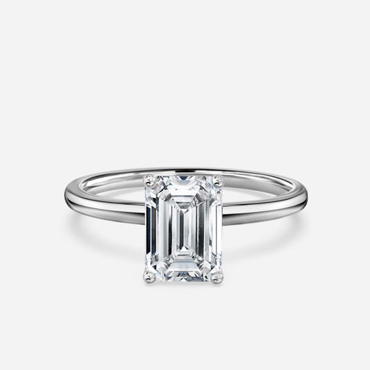 Alouette Emerald Solitaire Moissanite Engagement Ring