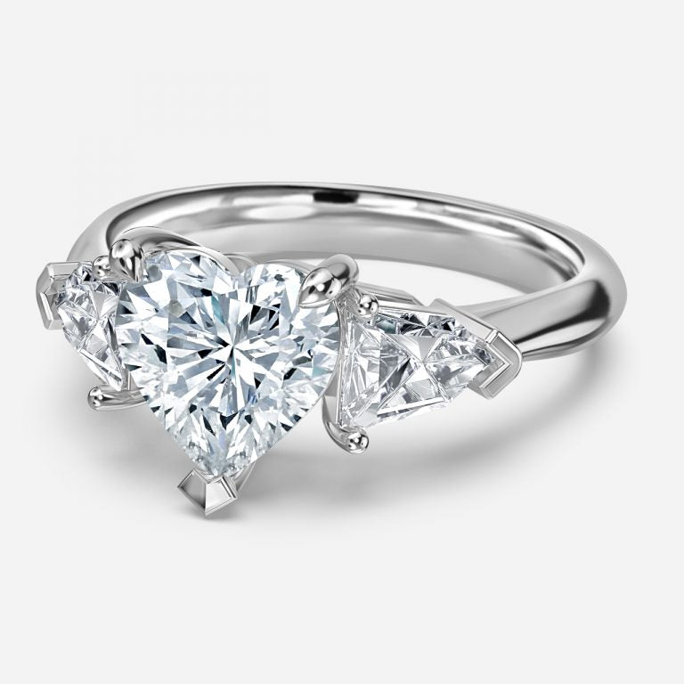 Eri Heart Three Stone Moissanite Engagement Ring