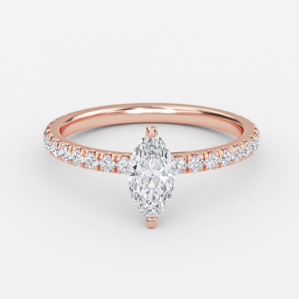 Jessamine Marquise Diamond Band Moissanite Engagement Ring