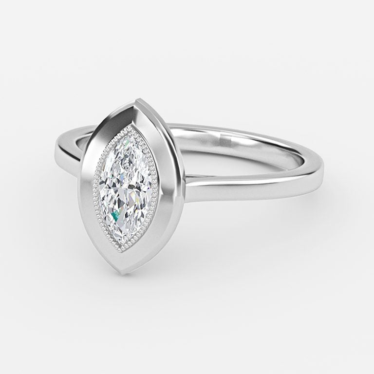 Amelie Marquise Bezel Moissanite Engagement Ring