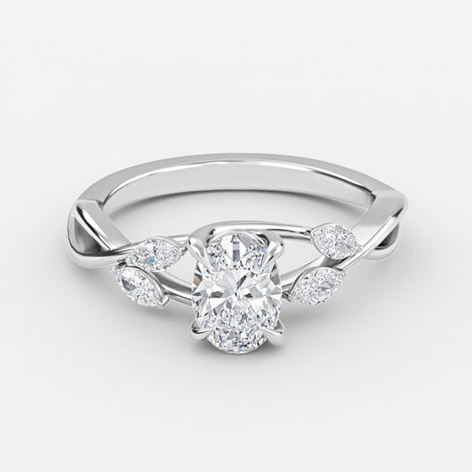 Calista Oval Unique Moissanite Engagement Ring