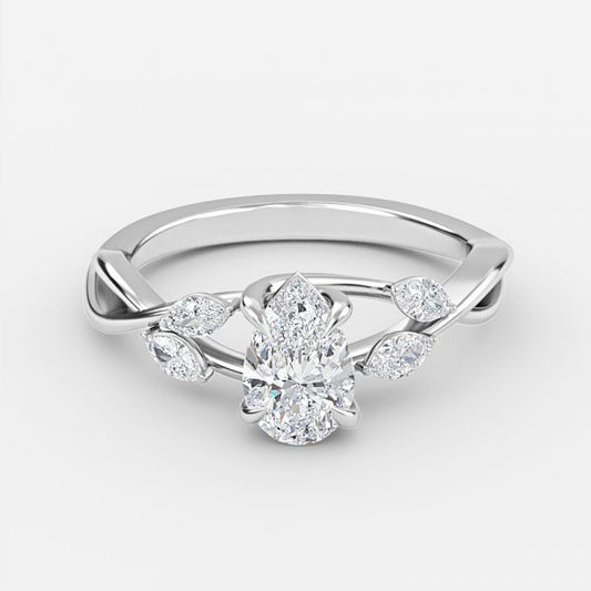 Calista Pear Unique Moissanite Engagement Ring