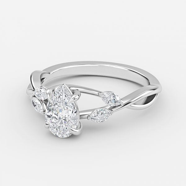 Calista Pear Unique Moissanite Engagement Ring