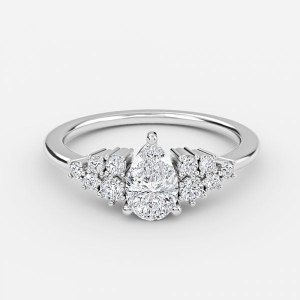 Kassidy Pear Cluster Moissanite Engagement Ring