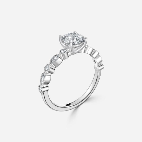 Pailin Cushion Unique Moissanite Engagement Ring