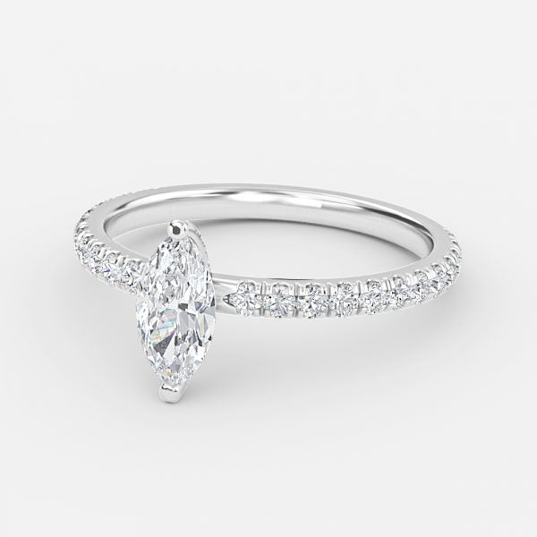 Jessamine Marquise Diamond Band Moissanite Engagement Ring