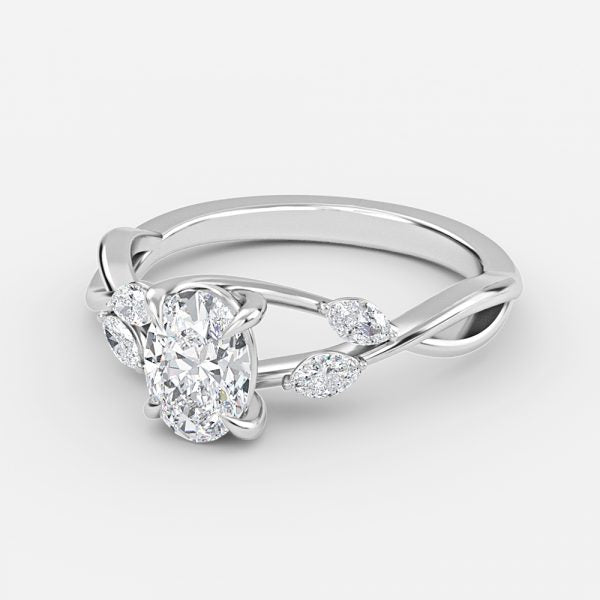 Calista Oval Unique Moissanite Engagement Ring