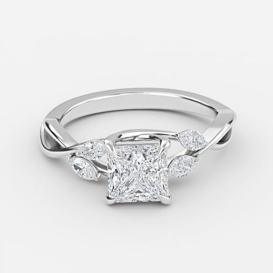 Calista Princess Unique Moissanite Engagement Ring