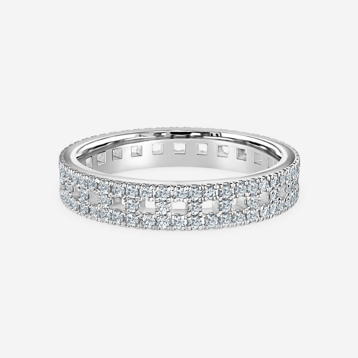 Three Row Pave Moissanite Wedding Ring