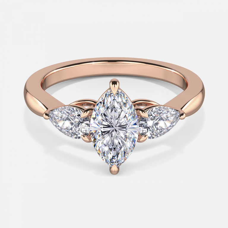 Tierney Marquise Three Stone Moissanite Engagement Ring