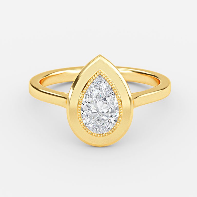 Amelie Pear Bezel Moissanite Engagement Ring