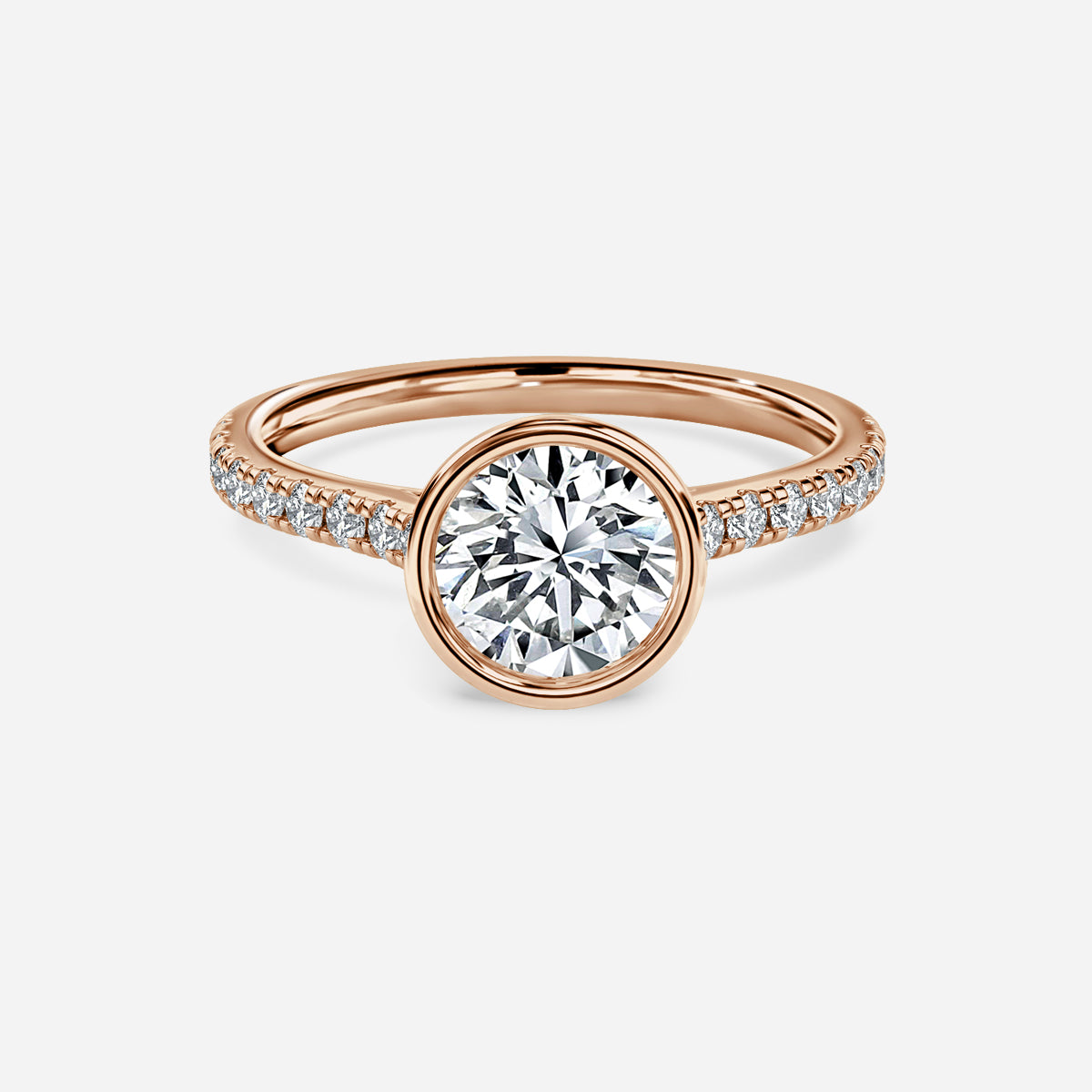 Arabella Round Diamond Band Moissanite Engagement Ring