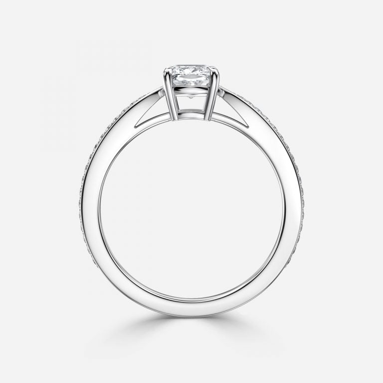 Isolde Cushion Diamond Band Moissanite Engagement Ring