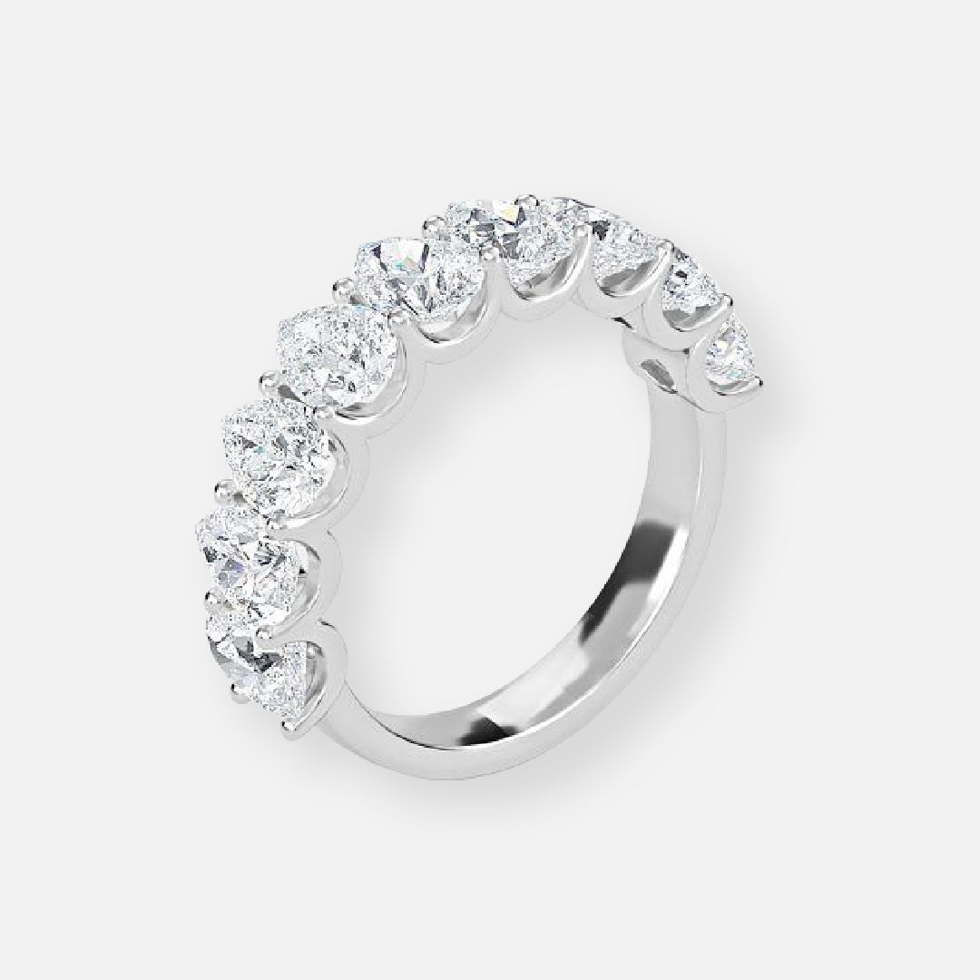 9 Stone Pear Moissanite Anniversary Band