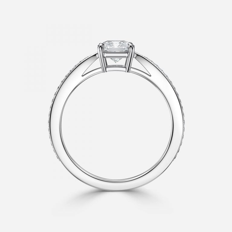 Isolde Asscher Diamond Band Moissanite Engagement Ring