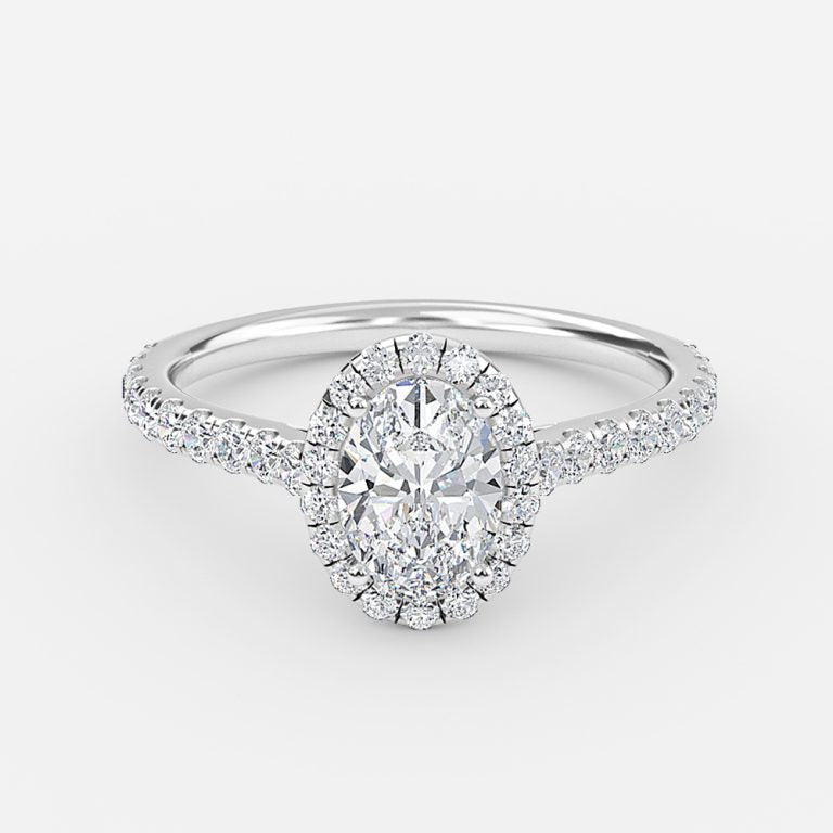 Joliette Oval Halo Moissanite Engagement Ring