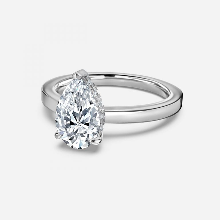 Edeline Pear Hidden Halo Moissanite Engagement Ring