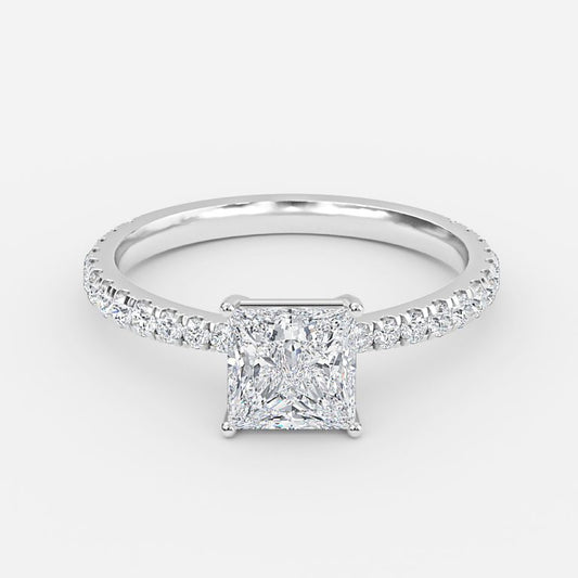 Eira Princess Diamond Band Moissanite Engagement Ring