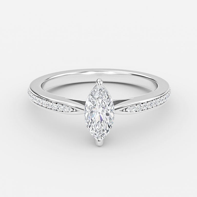 Isolde Marquise Diamond Band Moissanite Engagement Ring