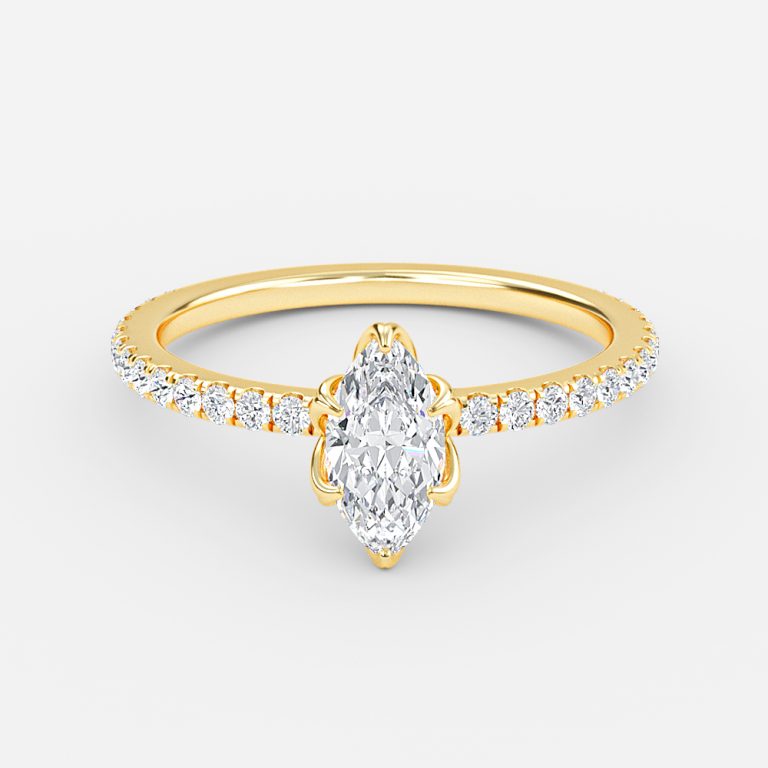 Tamara Marquise Diamond Band Moissanite Engagement Ring