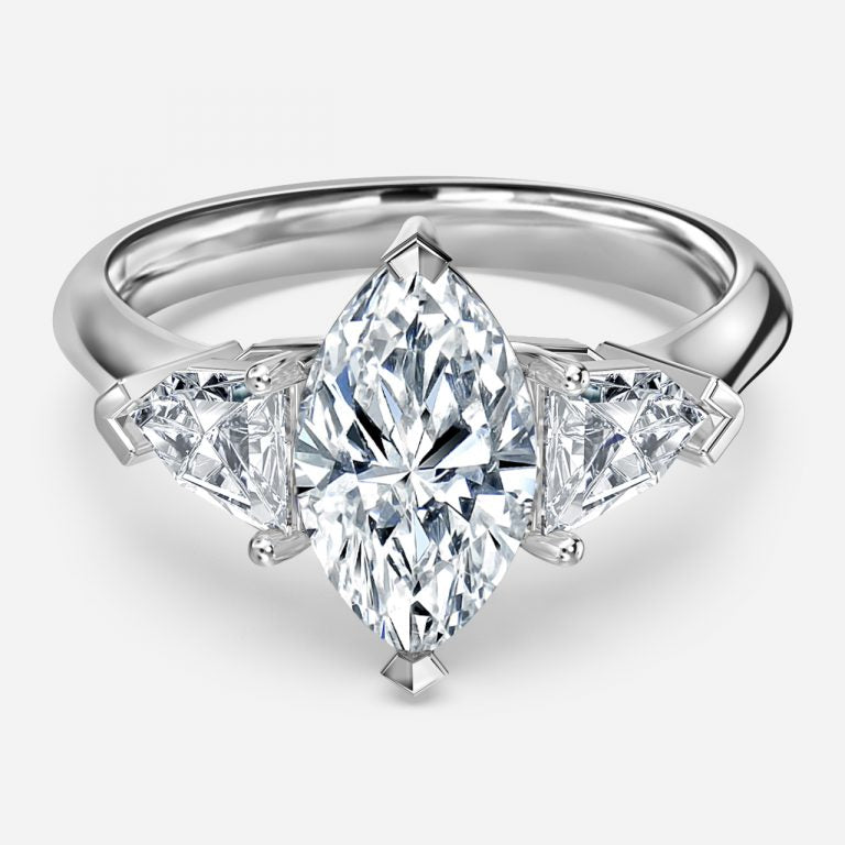 Eri Marquise Three Stone Moissanite Engagement Ring