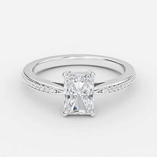 Isolde Radiant Diamond Band Moissanite Engagement Ring