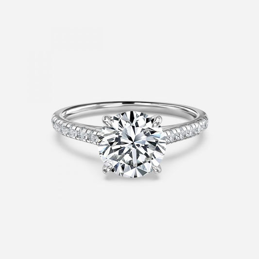 Clio Round Diamond Band Moissanite Engagement Ring