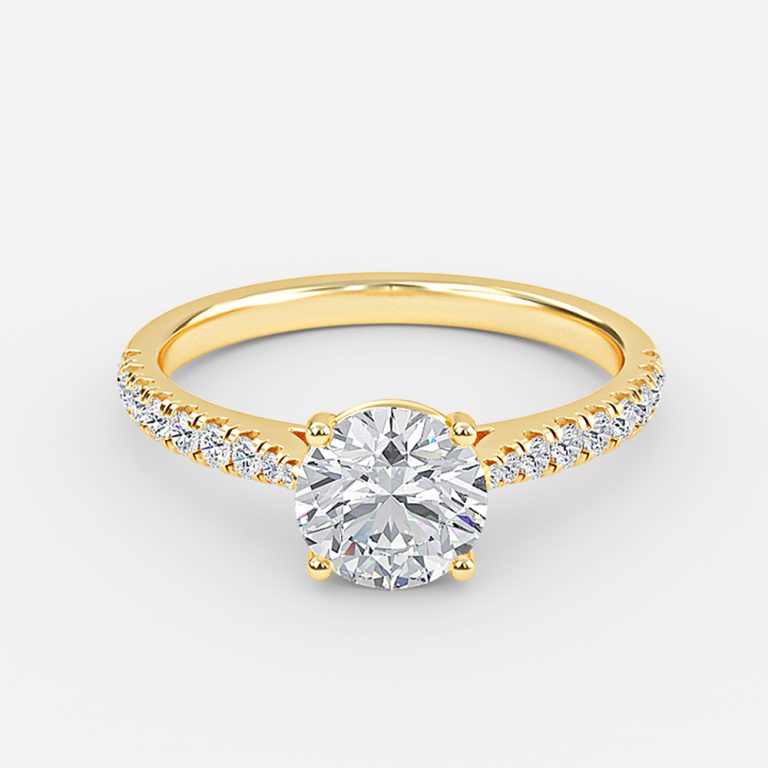 Bellamy Round Diamond Band Moissanite Engagement Ring