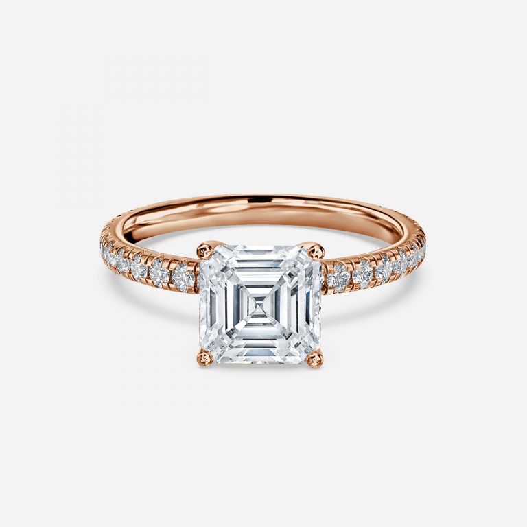 Rosalba Asscher Diamond Band Moissanite Engagement Ring