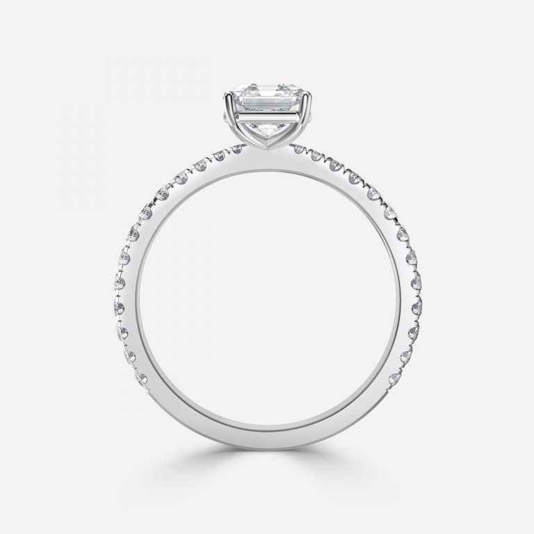 Eira Asscher Diamond Band Moissanite Engagement Ring