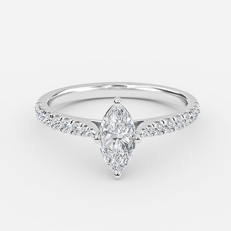 Bellamy Marquise Diamond Band Moissanite Engagement Ring