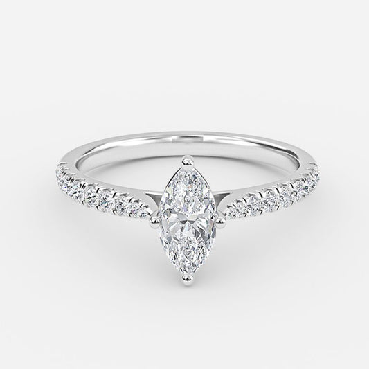 Bellamy Marquise Diamond Band Moissanite Engagement Ring