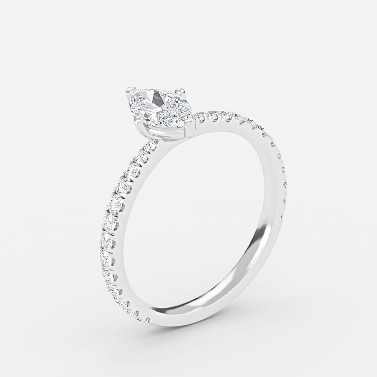 Eira Marquise Diamond Band Moissanite Engagement Ring