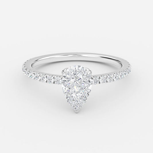 Tamara Pear Diamond Band Moissanite Engagement Ring