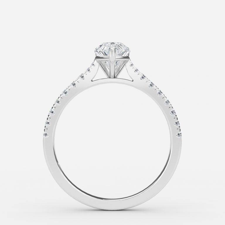 Bellamy Pear Diamond Band Moissanite Engagement Ring