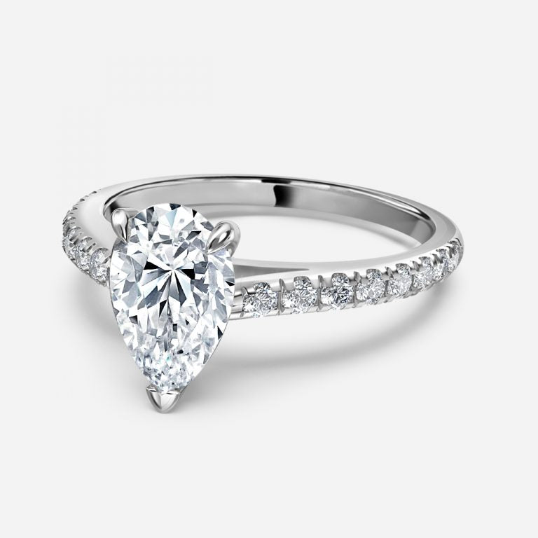 Aveline Pear Diamond Band Moissanite Engagement Ring