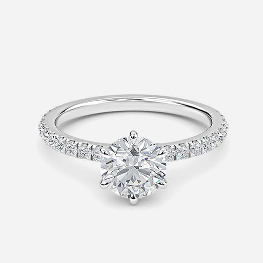 Majid Round Diamond Band Moissanite Engagement Ring