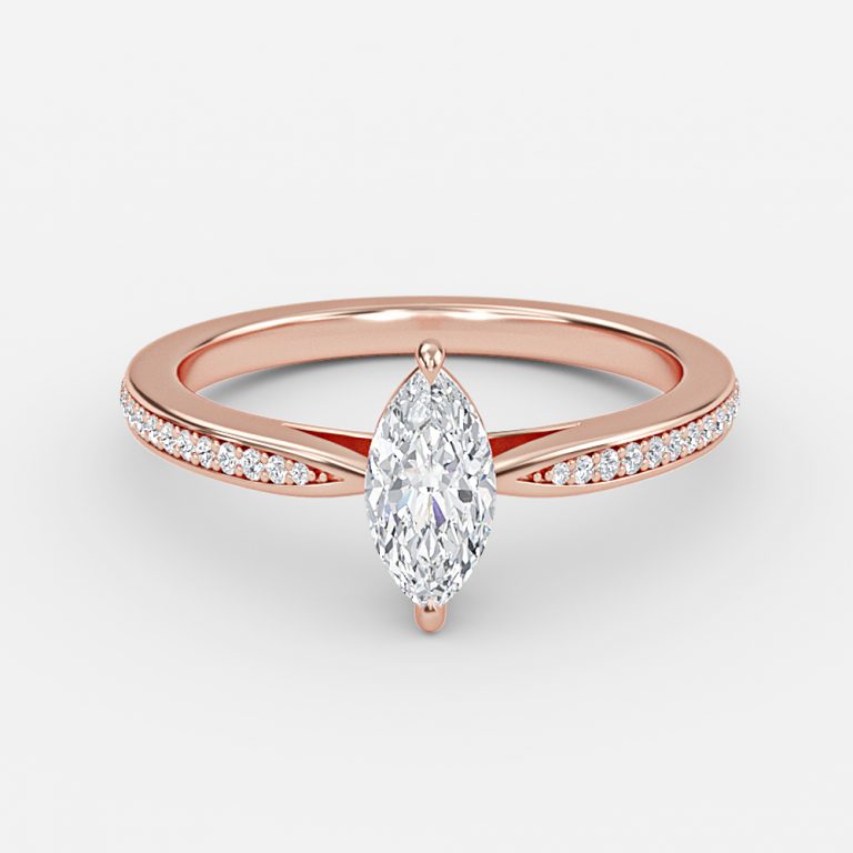 Isolde Marquise Diamond Band Moissanite Engagement Ring