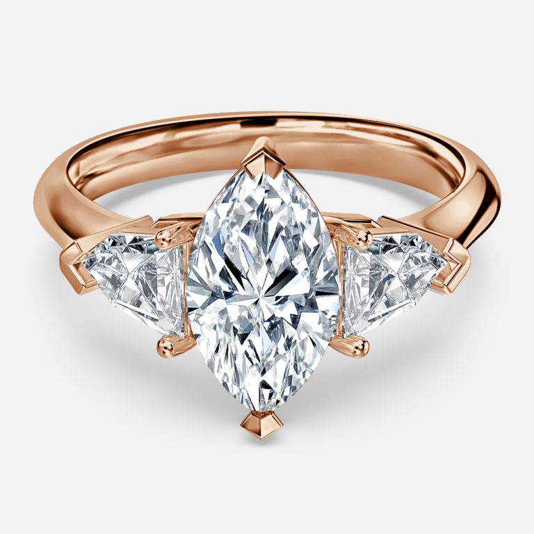 Eri Marquise Three Stone Moissanite Engagement Ring