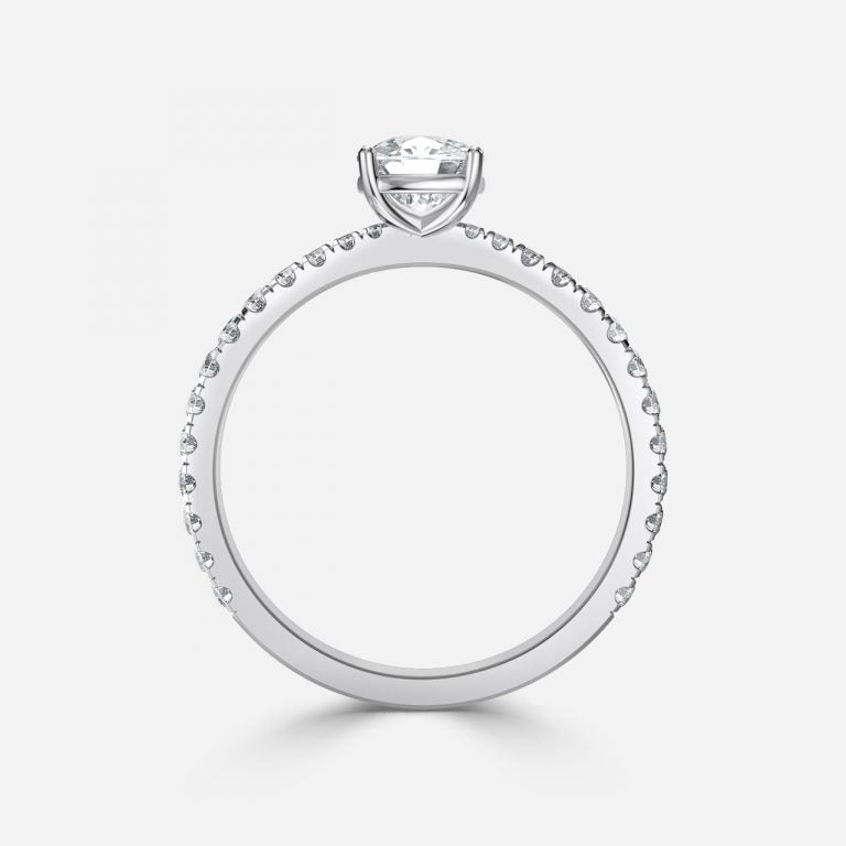 Eira Cushion Diamond Band Moissanite Engagement Ring