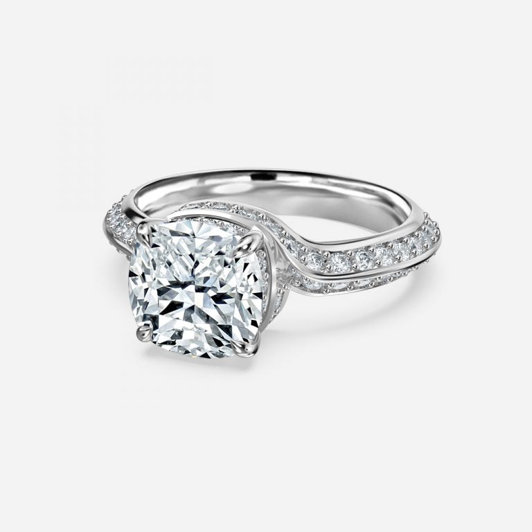 Bellatrix Cushion Hidden Halo Moissanite Engagement Ring